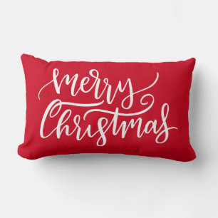 Modern Elegant White Script Merry KerstRed Kussen
