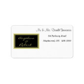 Modern Elegant White Shade en Gold Script Wedding Etiket (Voorkant)