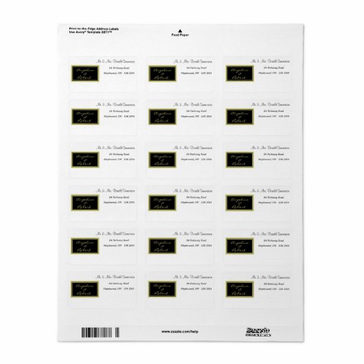 Modern Elegant White Shade en Gold Script Wedding Etiket (Full Sheet)