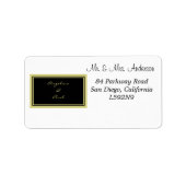 Modern Elegant White Shade en Gold Script Wedding Etiket (Voorkant)