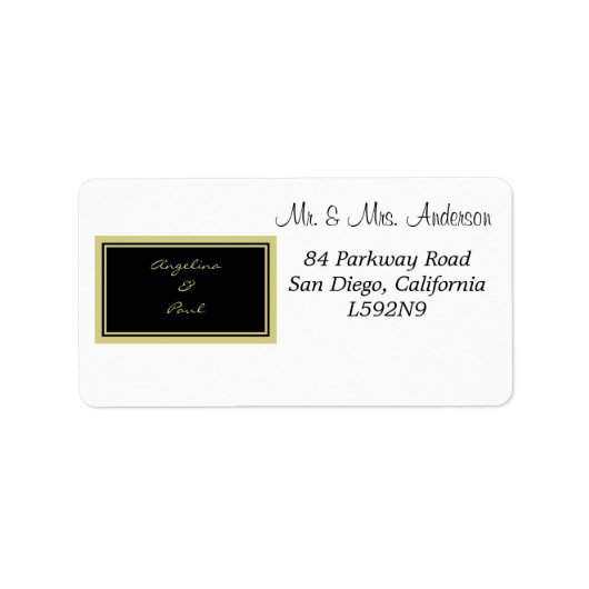 Modern Elegant White Shade en Gold Script Wedding Etiket (Voorkant)