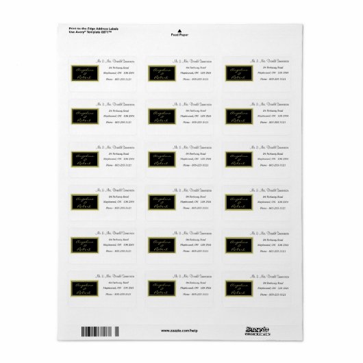 Modern Elegant White Shade en Gold Script Wedding Etiket (Full Sheet)