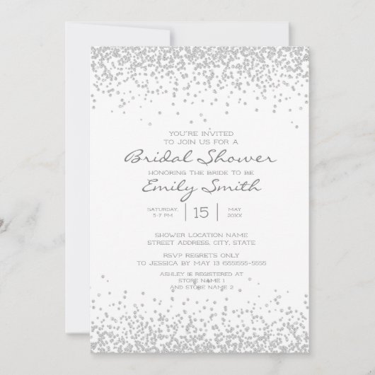 Modern Elegant White Silver Glitter Vrijgezellenfe Kaart (Voorkant)