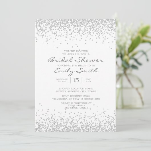 Modern Elegant White Silver Glitter Vrijgezellenfe Kaart (Staand voorkant)