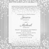 Modern Elegant White Silver Glitter Wedding Kaart