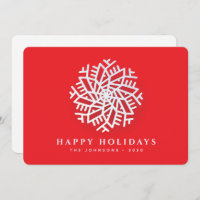 Modern Elegant White Snow Flake on Red
