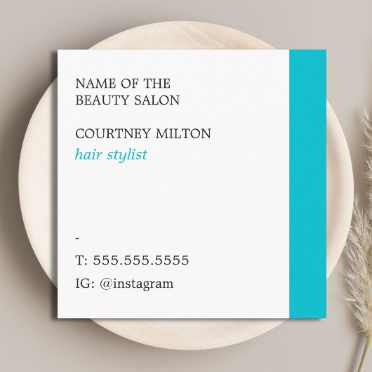 Modern Elegant White Turquoise Scissors Hair Vierkante Visitekaartje