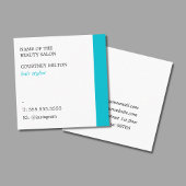 Modern Elegant White Turquoise Scissors Hair Vierkante Visitekaartje