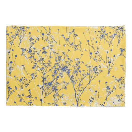 Modern Elegant Wildbloemen op Mustard Yellow Kussensloop (Achterkant-Links)