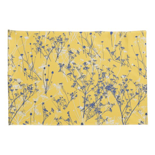 Modern Elegant Wildbloemen op Mustard Yellow Kussensloop (Achterkant-Rechts)