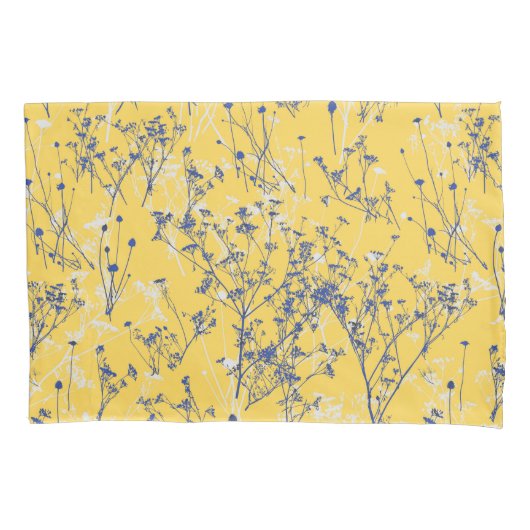 Modern Elegant Wildbloemen op Mustard Yellow Kussensloop (Voorkant-Links)