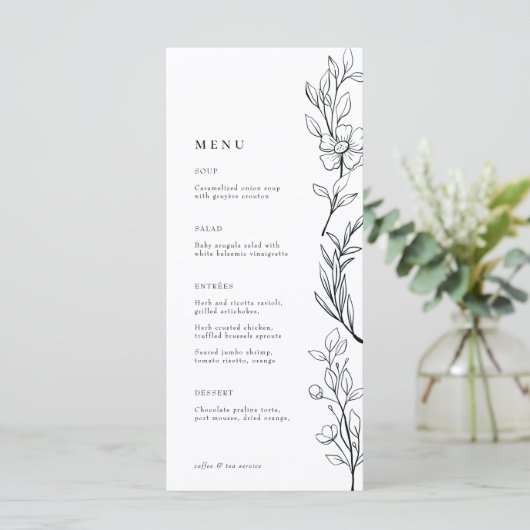 Modern Elegant Wildflower Floral Event Menu (Staand voorkant)