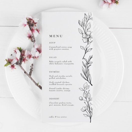 Modern Elegant Wildflower Floral Event Menu