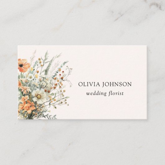 Modern Elegant Wildflower Floral Visitekaartje (Voorkant)