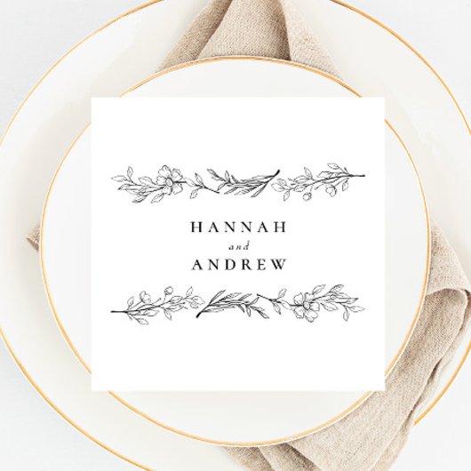 Modern Elegant Wildflower Floral Wedding Servet