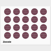 Modern Elegant Wine Paars Persoonlijk Wedden Ronde Sticker (Vel)