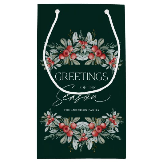 Modern Elegant Winter Greenery Kerstmis Klein Cadeauzakje (Achterkant)