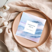 Modern Elegant Wit Blauw Waterverf Abstract Vierkante Visitekaartje