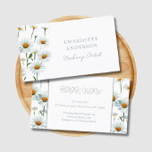 Modern Elegant Wit Daisy Bloemen Trendy Business Visitekaartje