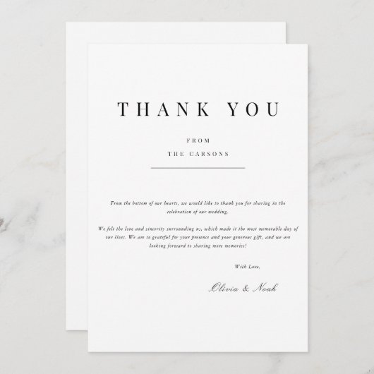 Modern & Elegant Wit Dank u Kaart (Voorkant / Achterkant)