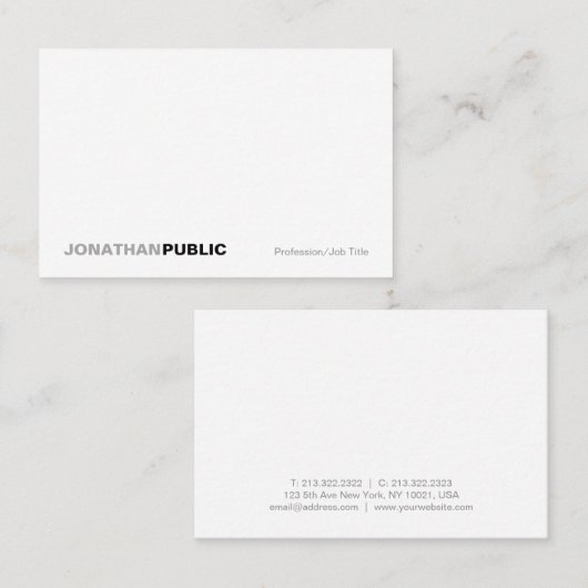 Modern Elegant Wit Eenvoudig Gewoon Professioneel Visitekaartje (Voorkant / Achterkant)