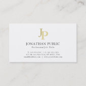 Modern Elegant Wit Eenvoudig Monogram Duidelijk Visitekaartje (Voorkant)