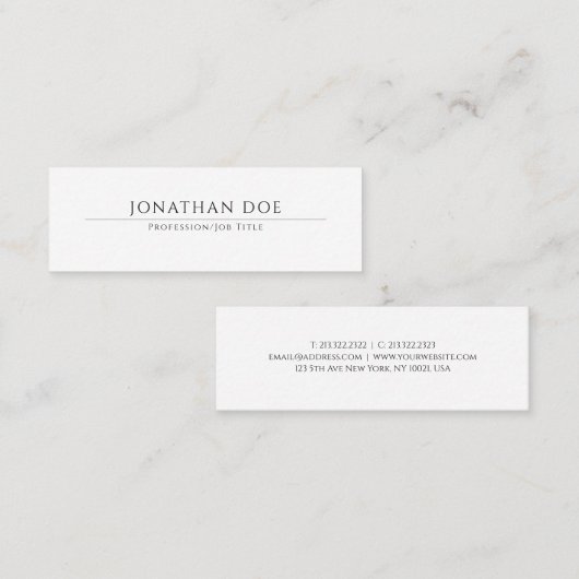 Modern Elegant Wit Eenvoudig Ontwerp Trendy Sjablo Mini Visitekaartje (Voorkant / Achterkant)