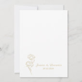Modern Elegant wit en goud Bloemen Huwelijk Kaart (Achterkant)