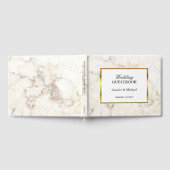 Modern elegant wit en goud marmer bruiloft gastenboek (Volledig)