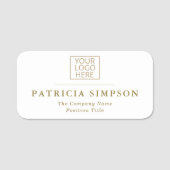 Modern Elegant Wit en Goud: Uw Logo, Titel, Naamplaatje (Voorkant)