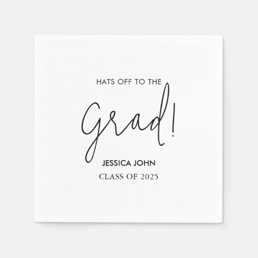 Modern Elegant Wit Gefeliciteerd Afstuderen Servet (Voorkant)