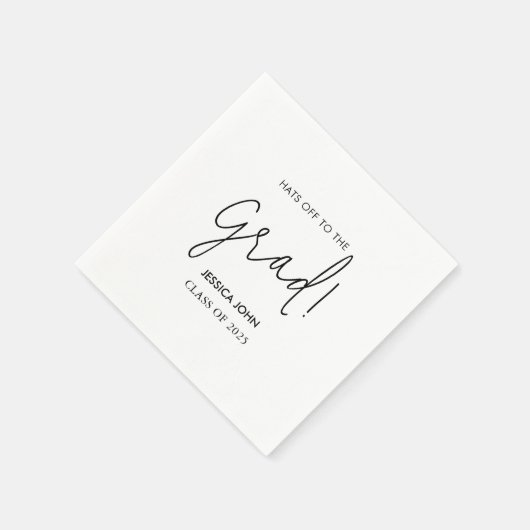 Modern Elegant Wit Gefeliciteerd Afstuderen Servet (Hoek)