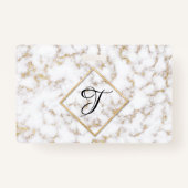 Modern Elegant Wit Goud Marmer Monogram - Badge (Achterkant)