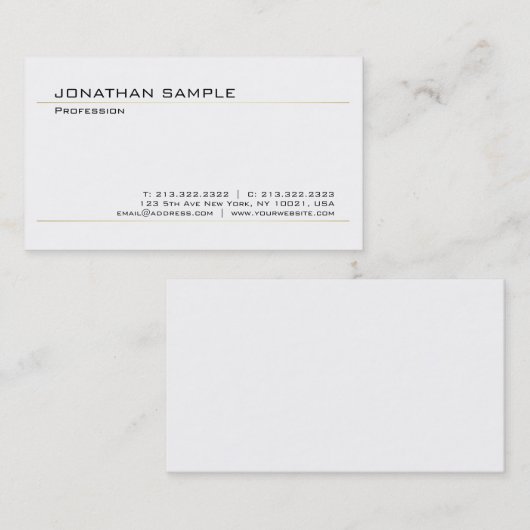 Modern elegant wit goud met hoge kwaliteit Eenvoud Visitekaartje (Voorkant / Achterkant)