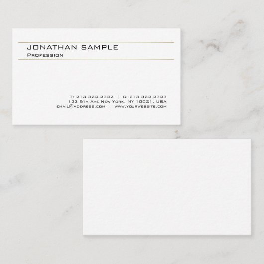 Modern elegant wit goud met hoge kwaliteit Eenvoud Visitekaartje (Voorkant / Achterkant)