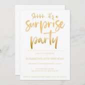 Modern Elegant Wit Goud Verrassingsverjaardagsfees Kaart (Voorkant / Achterkant)