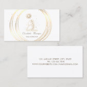 Modern Elegant Wit, Gouden Cirkels Yoga Meisje Visitekaartje (Voorkant / Achterkant)