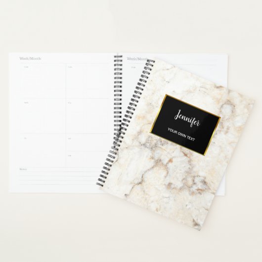 Modern elegant wit goudmarmer persoonlijk patroon planner (Display)