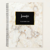 Modern elegant wit goudmarmer persoonlijk patroon planner (Voorkant)