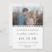 Modern Elegant Wit Kant Foto Bruiloft Save The Date (Voorkant)