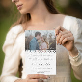 Modern Elegant Wit Kant Foto Bruiloft Save The Date