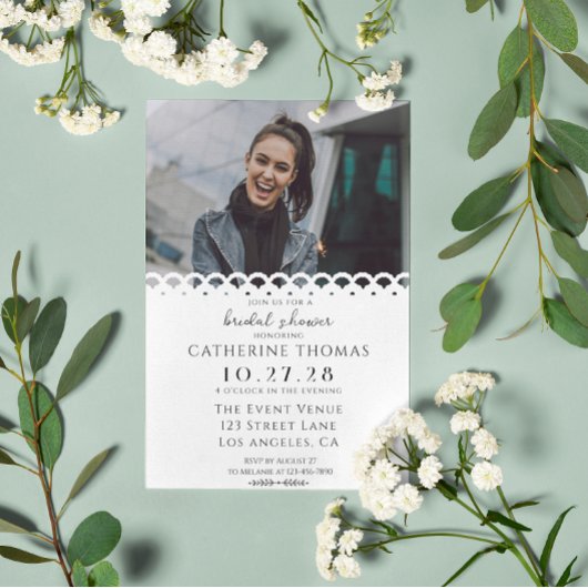 Modern Elegant Wit Kant Foto Vrijgezellenfeest Kaart