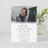 Modern Elegant Wit Kant Foto Vrijgezellenfeest Kaart (Staand voorkant)