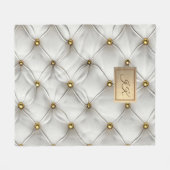 Modern Elegant Wit Leer Tufted Gold Fleece Deken (Voorkant (Horizontaal))