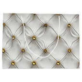 Modern Elegant Wit Leer Tufted Gold Groot Cadeauzakje (Achterkant)