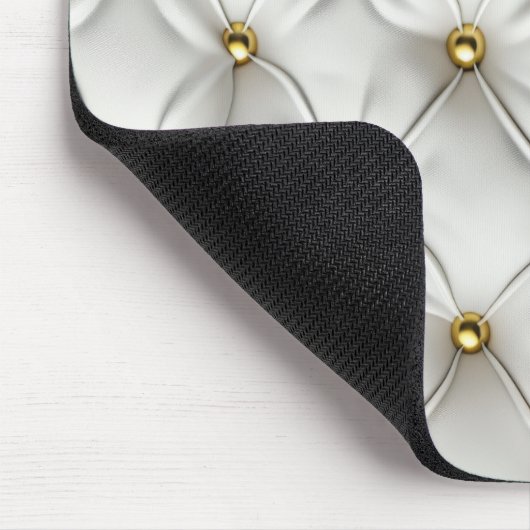 Modern Elegant Wit Leer Tufted Gold Muismat (Hoek)