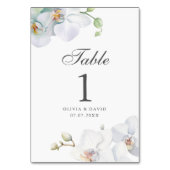 Modern Elegant Wit Orchidee Trouwtafel Nummer Kaart (Voorkant)