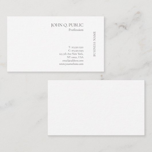Modern Elegant Wit Professioneel Eenvoudig Ontwerp Visitekaartje (Voorkant / Achterkant)