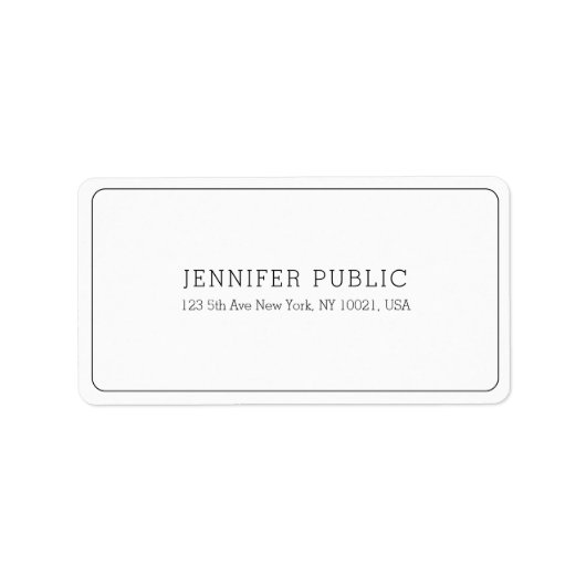 Modern Elegant Wit Professionele Sjabloon Eenvoudi Etiket (Voorkant)