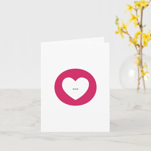Modern Elegant Wit Rood Hart MUM Moederdag Kaart (Gele Bloem)